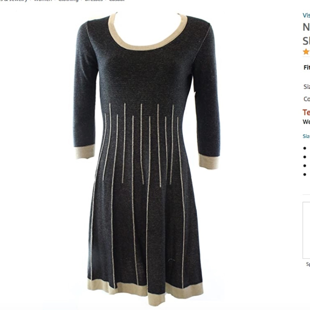 Nine Wet sweater dress black tan size small NWT
